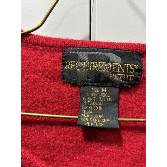 Vintage Requirements Petite 100% Wool Red Cardigan Sweater M Holiday Classic - Picture 7 of 9